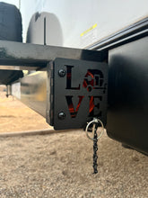 Load image into Gallery viewer, LOVE | Metal RV Bumper Cap Cover Pair | 4" Square Bumper End Cover for trailer, RV, camper |