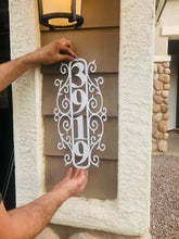 Load image into Gallery viewer, Vertical Address Scroll Sign | Metal Address Sign