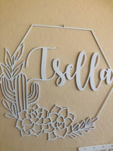 Load image into Gallery viewer, Desert Hexagon Sign | Baby Name Sign | Welcome | Hello | Nursery Decor | Welcome Sign | Square hello sign
