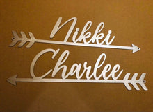 Load image into Gallery viewer, Arrow Name Sign | Nursery Decor | Metal Decor | Custom Metal Sign