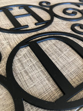 Load image into Gallery viewer, Monogram Metal Scroll | Metal Home Decor | Metal Wall Decor | House Door Sign
